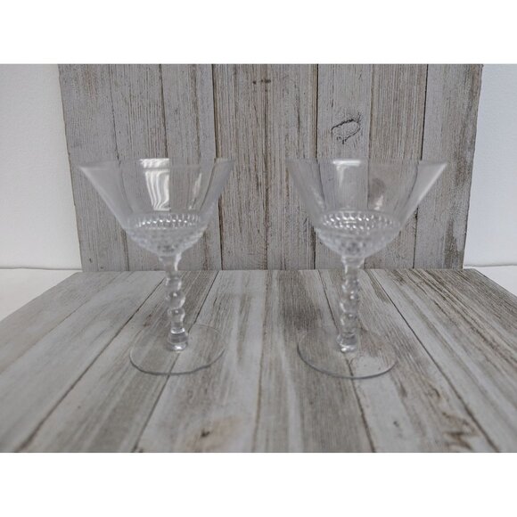 Vintage Duncan & Miller Teardrop 4 1/2" Juice Cordial Cocktail Glasses Set Of 2 - Picture 1 of 4